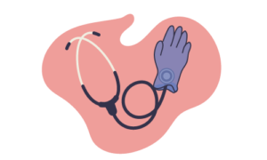 exam glove covering stethoscope