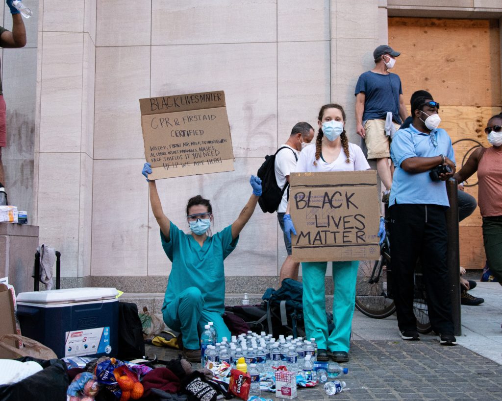 Nurses at a black lives matter protest