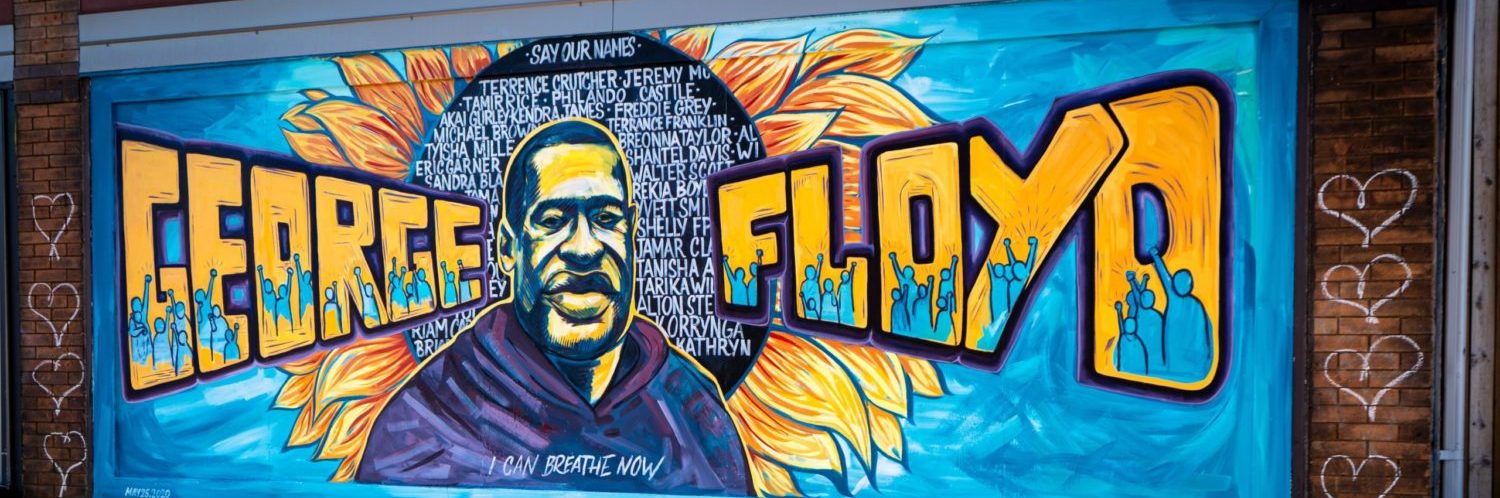 Mural honoring George Floyd by Black Lives Matter protesters