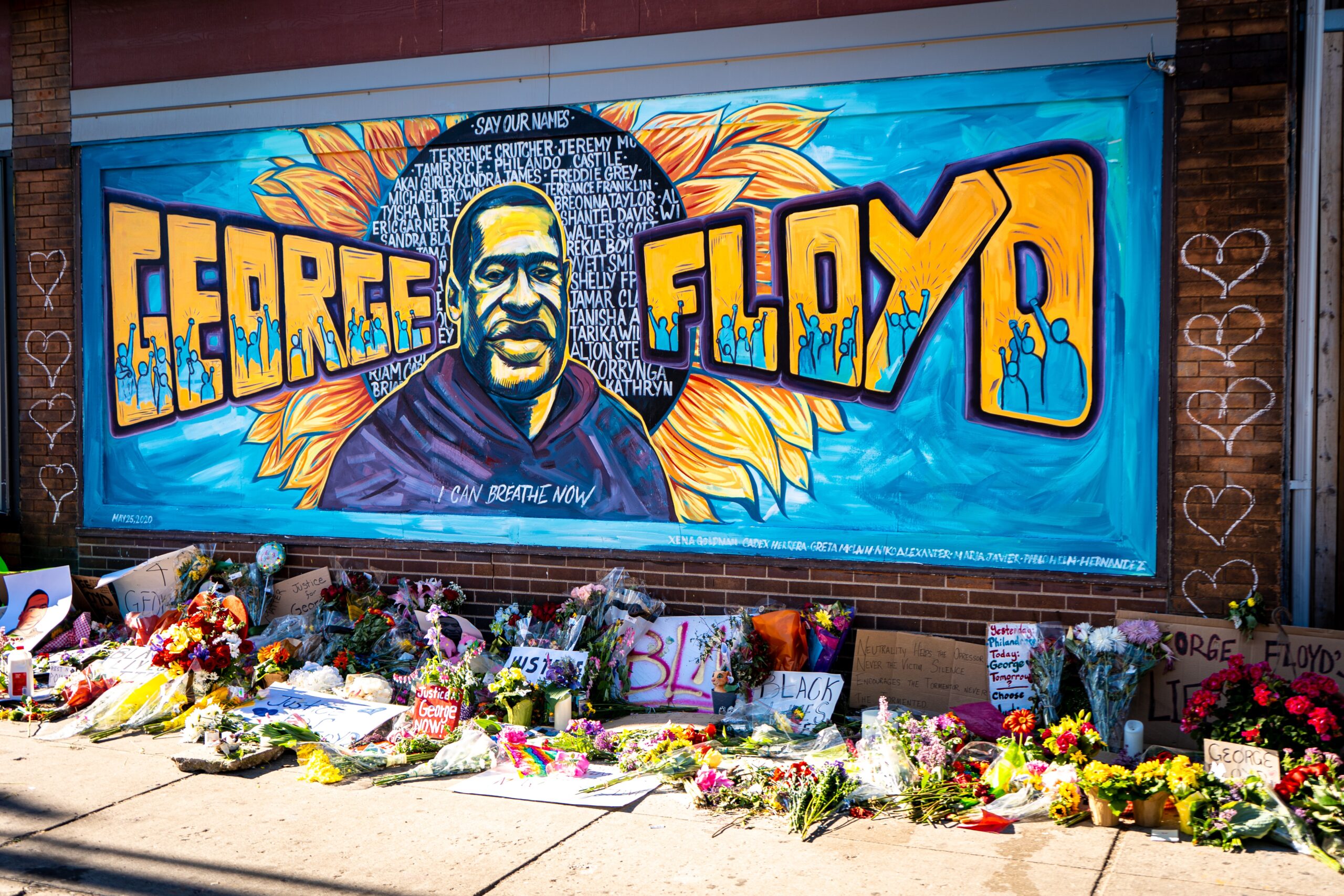 Mural honoring George Floyd by Black Lives Matter protesters
