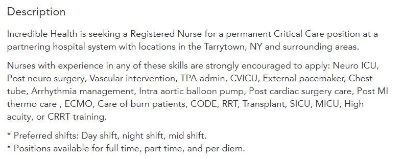 application letter of registered nurse