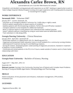 resume template new grad nurse